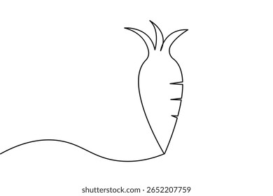 Una línea de zanahoria minimalista Vector e ilustración sobre fondo blanco