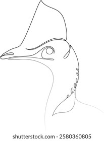 One line Cassowary bird design silhouette. Hand drawn minimalism style vector illustration.