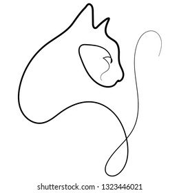 One line cat design silhouette. Sketch and minimalism styles. Vector illustration