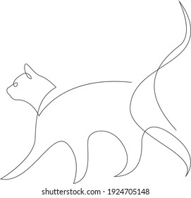 One line cat design silhouette. Hand drawn minimalism style vector illustration.