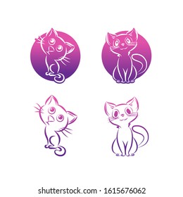 One line cat design silhouette.hand drawn minimalism style vector illustration