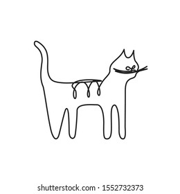 One line cat vector illustration