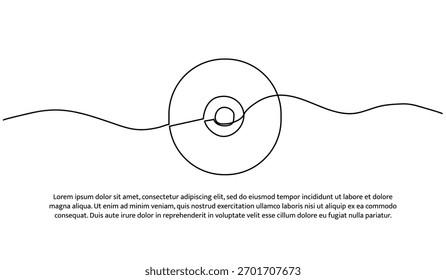 Uma linha de CD. Linha contínua mínima abstrata isolada sobre fundo branco.