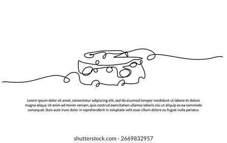 One line of cheese. Abstract minimal continuous line.