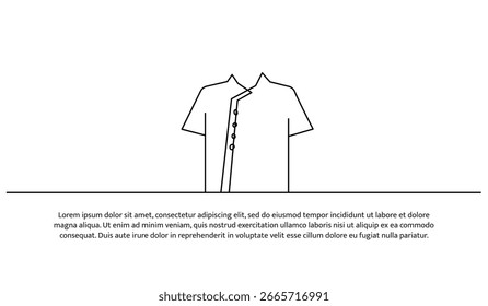 One line of chef uniform. Abstract minimal continuous line.