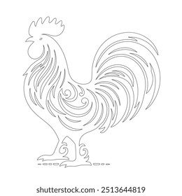 One line chicken family. Rooster, hen and chickens, farm birds continuous line vector illustration, graphic design modern continuous line drawing