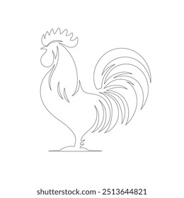 Uma linha de família de galinhas. Galo, galinha e galinhas, aves da fazenda ilustração vetor linha contínua, desenho gráfico desenho de linha contínua moderno
