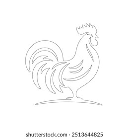 One line chicken family. Rooster, hen and chickens, farm birds continuous line vector illustration, graphic design modern continuous line drawing