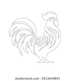 One line chicken family. Rooster, hen and chickens, farm birds continuous line vector illustration, graphic design modern continuous line drawing