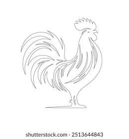 One line chicken family. Rooster, hen and chickens, farm birds continuous line vector illustration, graphic design modern continuous line drawing