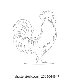 One line chicken family. Rooster, hen and chickens, farm birds continuous line vector illustration, graphic design modern continuous line drawing