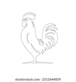 One line chicken family. Rooster, hen and chickens, farm birds continuous line vector illustration, graphic design modern continuous line drawing