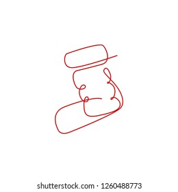 one line christmas socks hand drawn