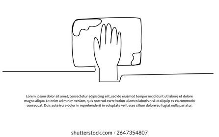 Una línea limpia con un paño. Abstractas línea continua mínima.