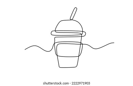 One line Coffee to go. Continuous line sketch