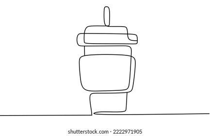 One line Coffee to go. Continuous line sketch