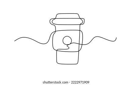 One line Coffee to go. Continuous line sketch