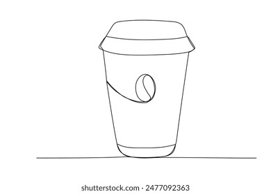 One line coffee to go. Continuous line sketch