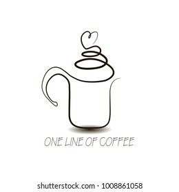 one line of coffee with a heart-shaped steam