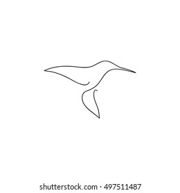 One line colibri flies design silhouette.Hand drawn minimalism style vector illustration