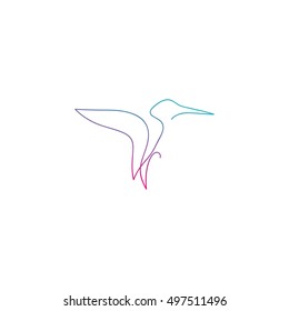 One line colibri flies design silhouette.Hand drawn minimalism style vector illustration