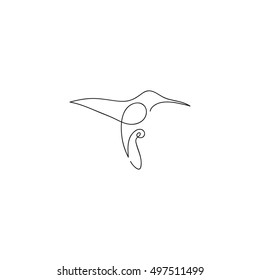 One line colibri flies design silhouette.Hand drawn minimalism style vector illustration