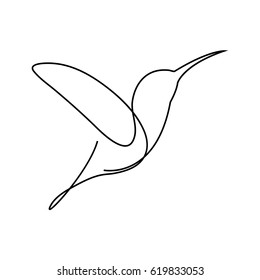 One line colibri flies design silhouette.Hand drawn minimalism style vector illustration