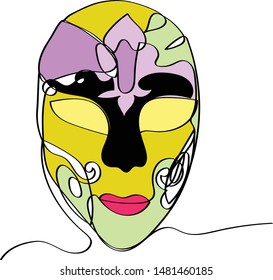 one line  of colorful mask vector eps.10