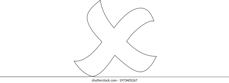 One line continues drawing, rejected icon vector, cross sign 