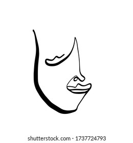 Eine Zeile durchgängig abstraktes Gesicht. Minimales Symbol. Moderne Kunst: Design für Wanddekoration, Drucke, Tätowierung, Logo, Stoffdruck, Etiketten, Aufkleber.