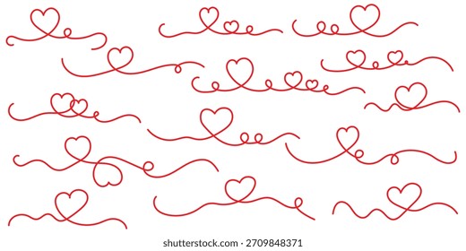Ilustrador de Vector de icono de forma de corazón de una línea de arte continuo sobre fondo blanco. Líneas del corazón. Dibujo de línea continua de dos corazones.