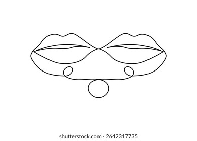 Una línea de arte continuo de labios Una línea de diseño de Ilustración vectorial
