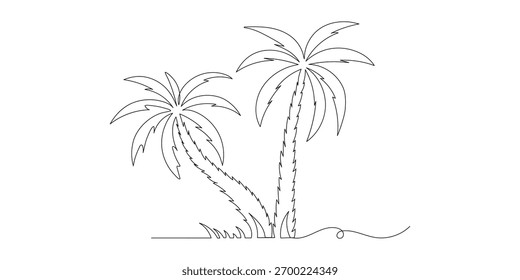 Una línea de palmera de arte de línea continua