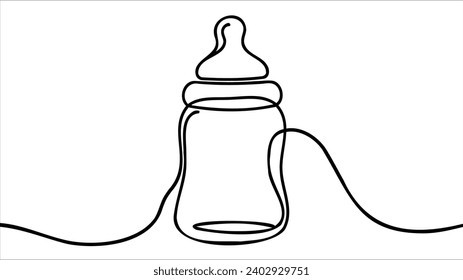 One line continuous of baby pacifier. Minimalist style vector illustration in white background.