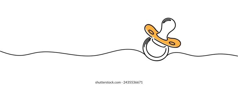 One line continuous of baby pacifier. Minimalist style vector illustration in white background