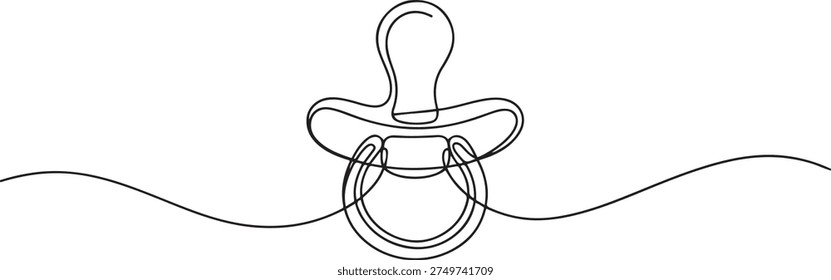 One line continuous of baby pacifier. Minimalist style vector. one line Icon drawing
