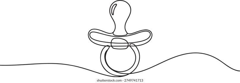 One line continuous of baby pacifier. Minimalist style vector. one line Icon drawing
