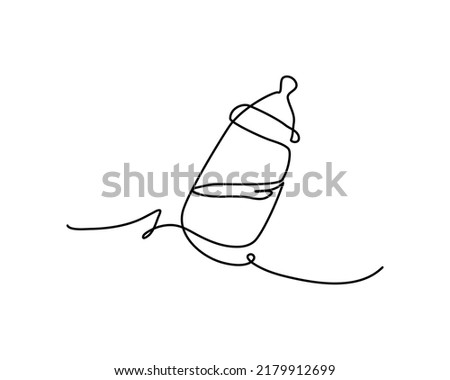 One line continuous of baby pacifier. Minimalist style vector illustration in white background.