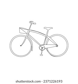One line continuous bicycle outline vector art drawing