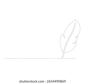 One line continuous bird feather icon depicting editable line vector illustration, white background