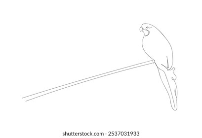 One line continuous bird. Sitting bird line art outline vector illustration. Little beauty bird mascot concept for avian national zoo park. Hand made vector not AI