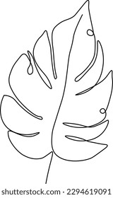 Eine Zeile stetige Boho-Blätter, einzeilige Zeichenkunst, boho-Pflanzenkunst, botanische Blätter einzeln, einfaches Kunstdesign, abstrakte Linie, Vektorgrafik