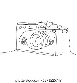 
One line continuous camera outline vector art drawing