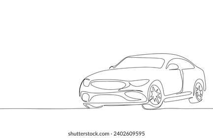 One line continuous line car. Line art automobile outline. Hand drawn vector art