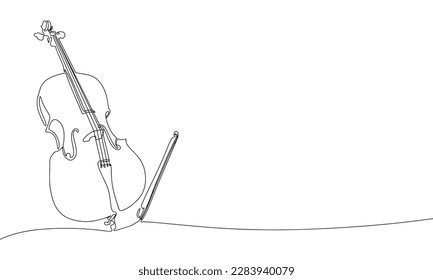 Ilustración de un violoncelo continuo de una línea. Instrumento musical clásico de arte de línea. Violoncello 