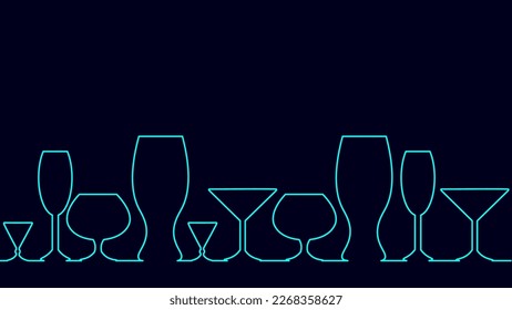 Ein einheitliches Konzept für ein durchgehendes Cocktail-Weinglas. Silhouette von alkoholischen Getränke Vermouth Oliven. Digitale, weiße, einzeilige Skizze, Vektorgrafik