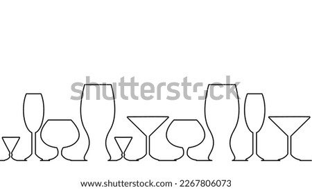 One line continuous cocktail wine glass symbol concept. Silhouette of alcoholic drink vermouth olive. Digital white single line sketch drawing vector illustration