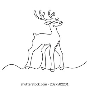 One Line Continuous Contour Silhouette Deer Stock Vector (Royalty Free ...