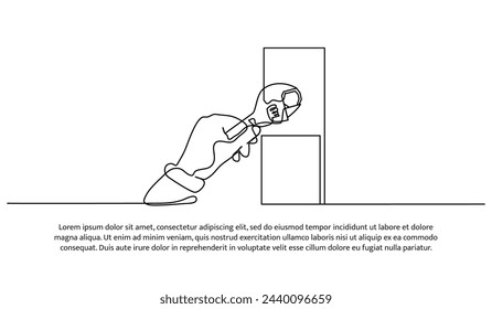 One line continuous of the contractor is pulling out the bolts. Minimalist style vector illustration in white background.
