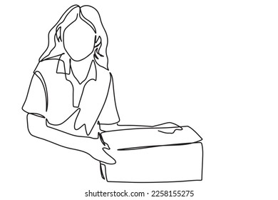 one line continuous line courier online shopping delivery vector illustration hand drawn